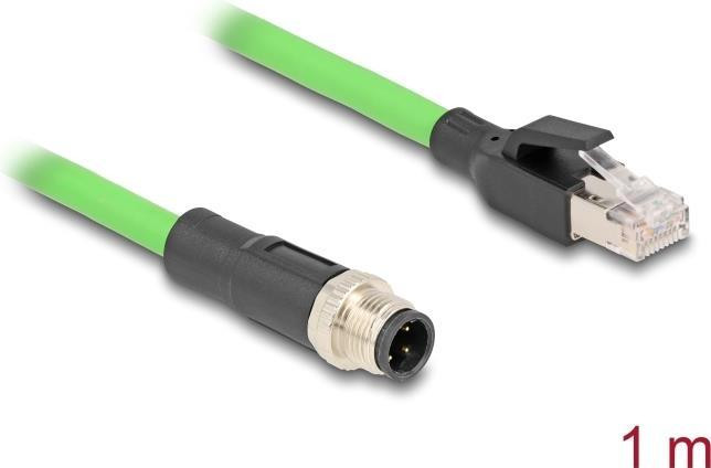 Delock 80426 M12 Kabel D-gecodeerd 4 Pin naar RJ45 1m