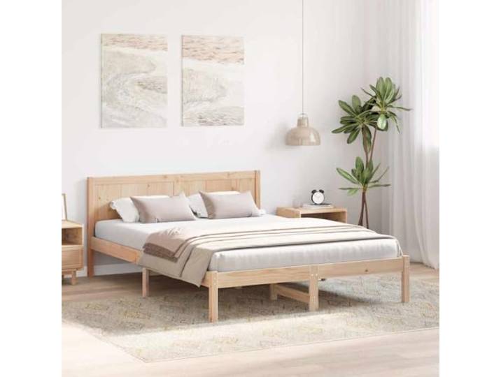 KTHLBRH Bettgestell, braun, 140 x 200 cm, Kiefernholz Modernes Design, einfache Montage, max. 200 kg, inklusive Kopfteil, einfache Wartung