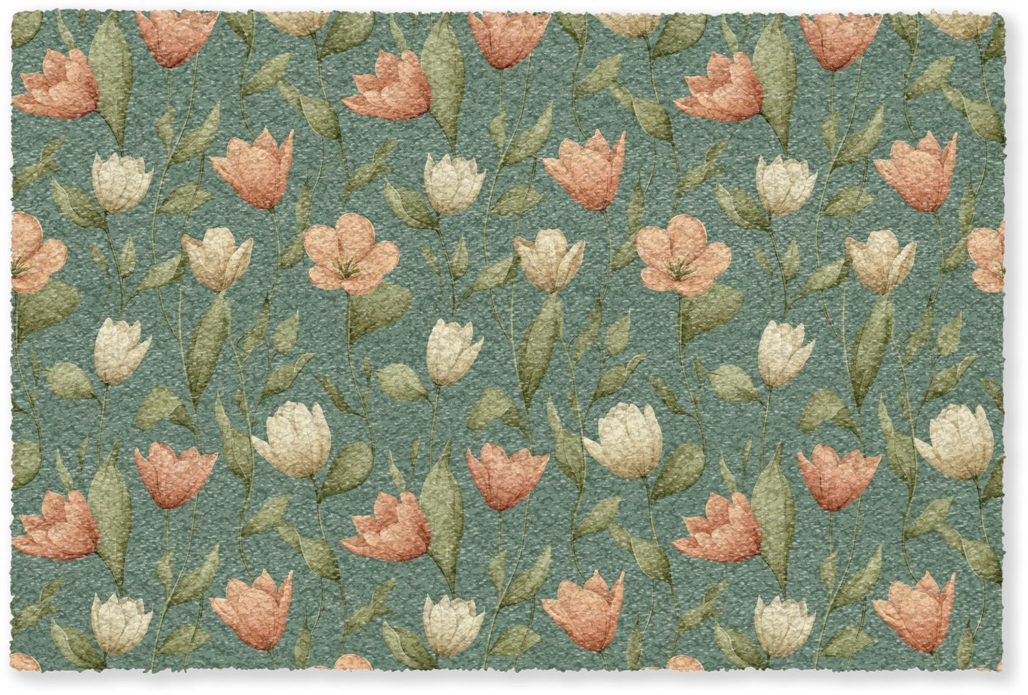 MuchoWow Deurmat Tulpen Botanisch Groen - B/D: 120 x 80 cm