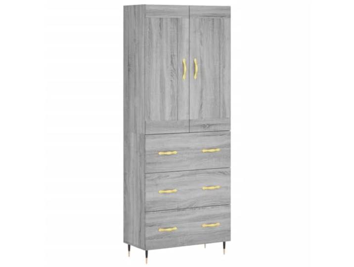 HGFDVCMR Highboard Grau Sonoma 69,5x34x180 cm Beistellschrank Zweiteiliger Wohnzimmerschrank mit stabilen Metallfüßen und praktischen Türen für aufgeräumte Räume.