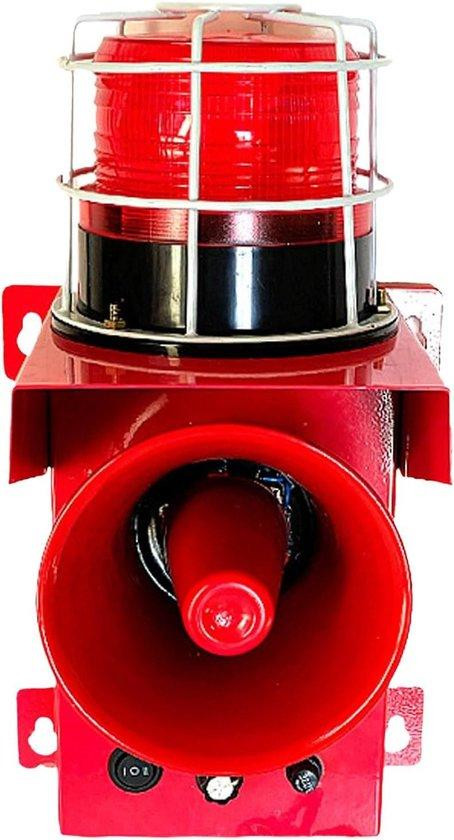 Industriële Sirene Alarm Hoorn met 130dB Geluid en Licht - Rood - 16.5 x 34 cm