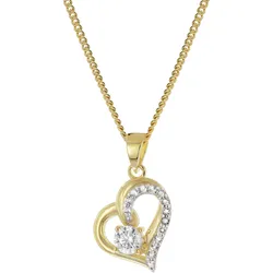 trendor 21197 Herz Gold-Anhänger 333 mit Zirkonia an vergoldeter Silberkette, 45 cm