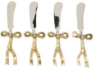 Saro Lifestyle Bow Handle Cheese Spreader Set of 4 - Stainless Steel Spreaders for Charcuterie and Entertaining
