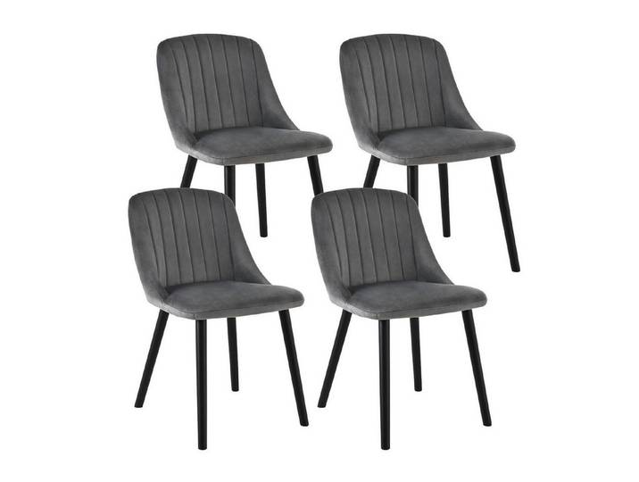 LuxusKollektion Esszimmerstuhl Esszimmerstühle 4er Set Polsterstuhl Samt 4er Dunkelgrau-samt
