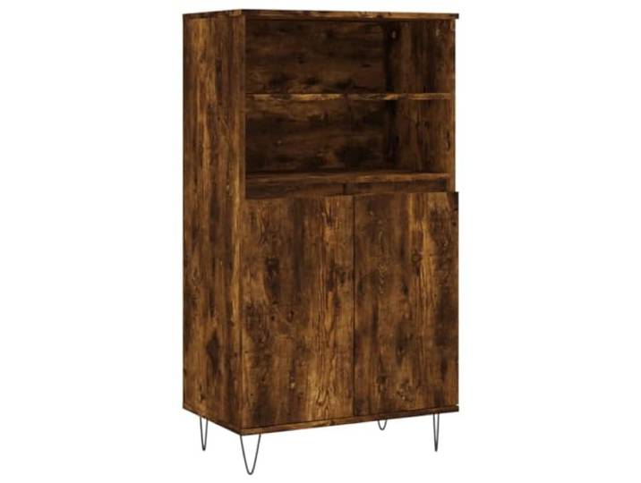 HKTMGDNG Highboard Räuchereiche 60x36x110 cm Schrank Holzwerkstoff Staubgeschützte Aufbewahrung mit 6 Fächern und Metallbeinen für Wohnzimmer oder Essbereich.