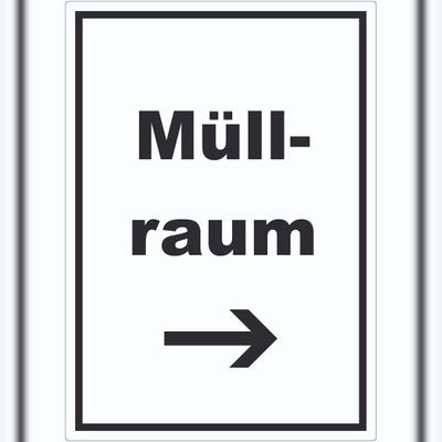 HB-Druck Müllraum Aufkleber mit Text Richtungspfeil rechts Abfall Mülltrennung hochkant A0 (841x1189mm)