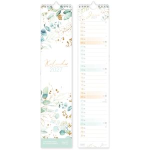 Häfft Streifenkalender 11399-4, Blattgold, mit Ferien- und Feiertagsübersicht, 9 x 42 cm, Jahr 2027