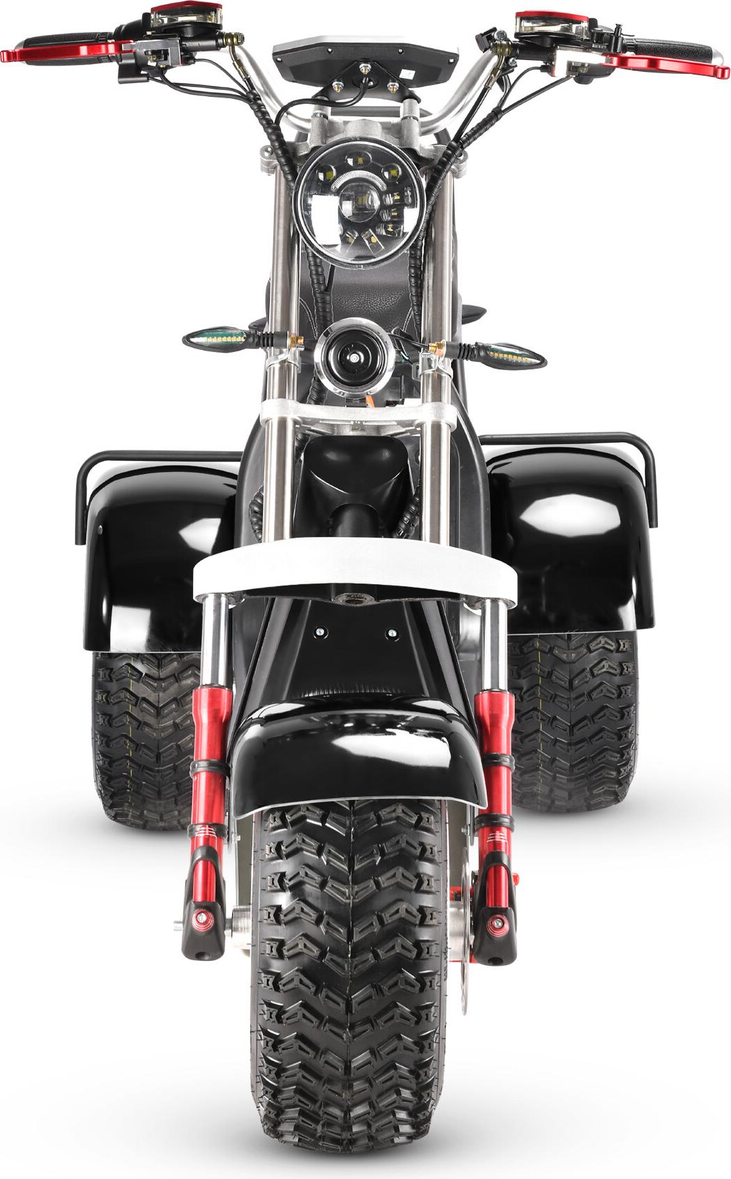 Urban Chopper Trike CP7 Elektro-Dreirad E-Roller 45km/h 2x 2000W Neigbar, Höchstgeschwindigkeit:25 km/h, Akku:20 Ah Batterie, Fahrzeugfarbe:Schwarz, Aufbauservice:Mit Aufbauservice