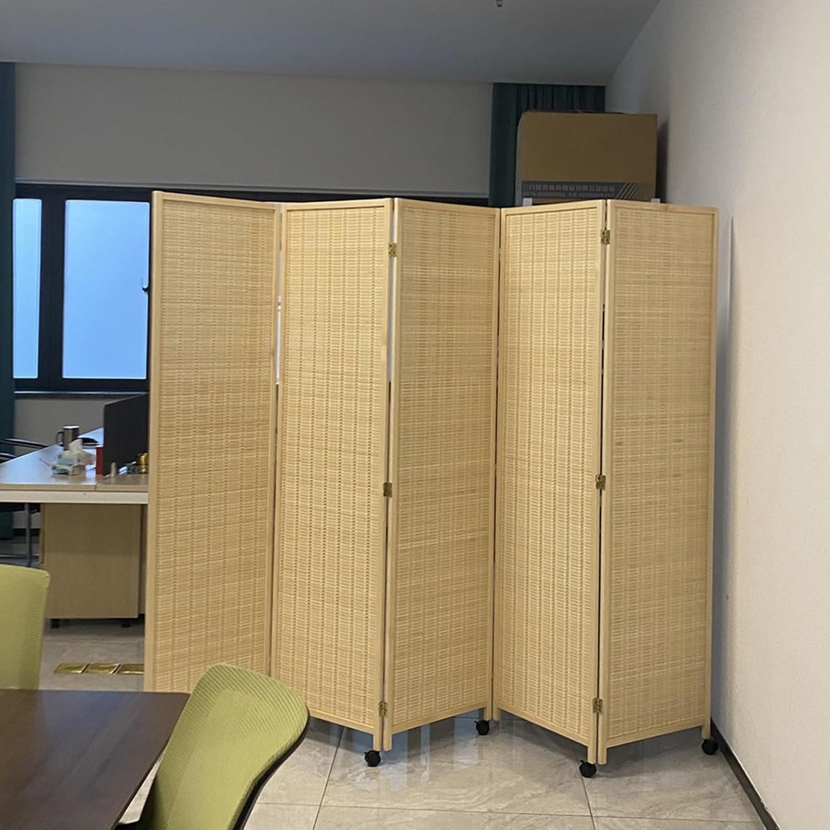 Natuurlijke Bamboe Room Divider - Opvouwbare Partitie op Wielen - Hoogte: 180 cm