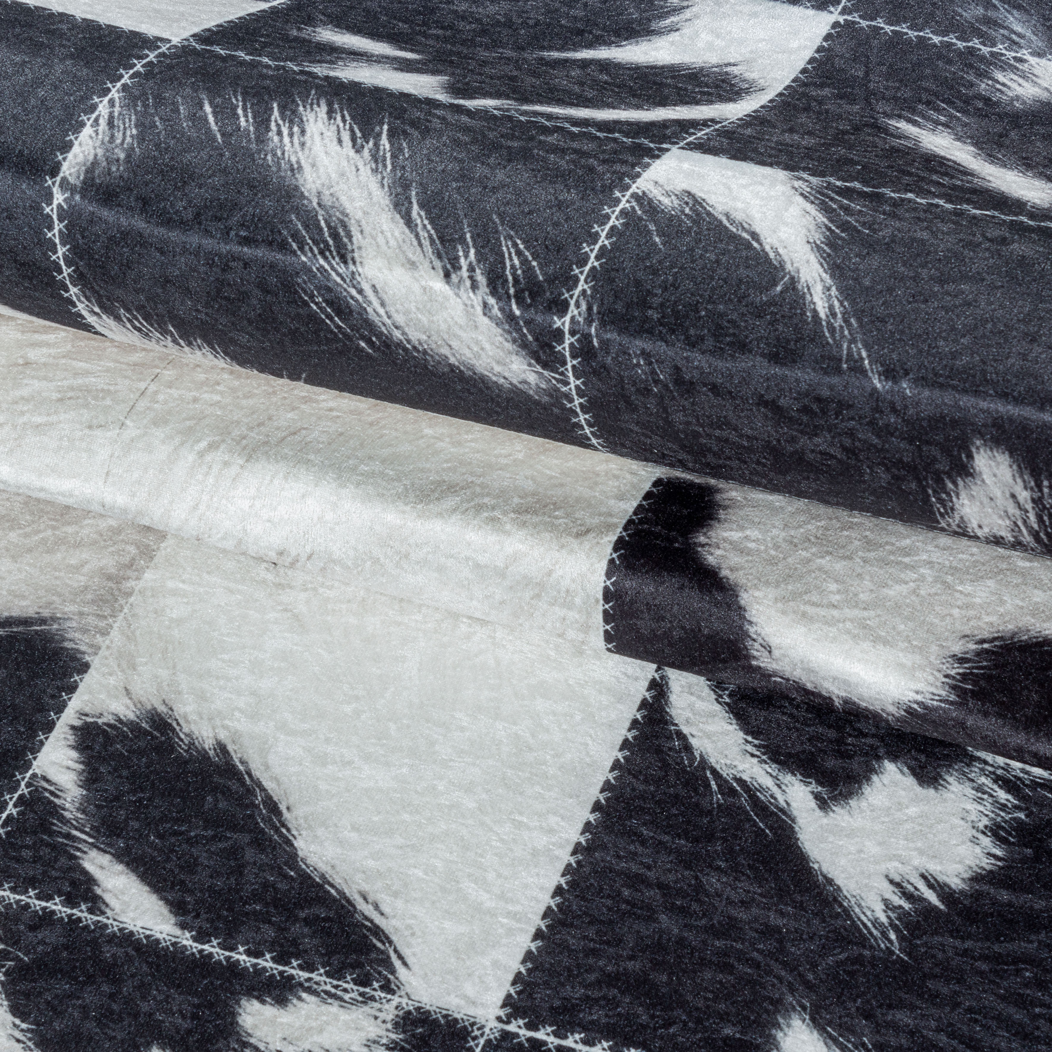 Teppich AYYILDIZ TEPPICHE "FIESTA 4307, auch als Läufer", schwarz, B:200cm H:6mm L:290cm, Polyester, Teppiche, Teppich, Pflegeleichtes Flachgewebe/ Moderner Fell Look/ Tierfell Optik schwarz B : 200cm 1 Stk., 6mm, L: 290cm