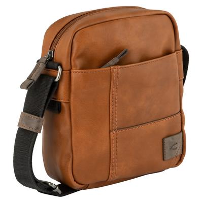 Umhängetasche CAMEL ACTIVE "Laos", Damen, Gr. B/H/T: 19cm x 23cm x 7cm, braun (cognac), Polyurethan, Polyurethan (PU), Retro, used, Taschen Umhängetasche, praktisch funktionaler Alltagsbegleiter mit vielen sportlichen Details