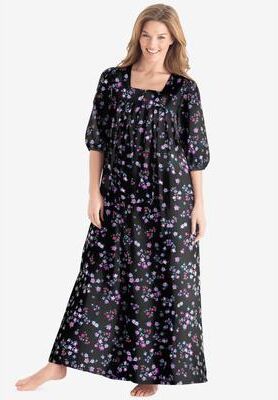 Plus Size Women's Print Lounger by Only Necessities in Black Floral (Size M)