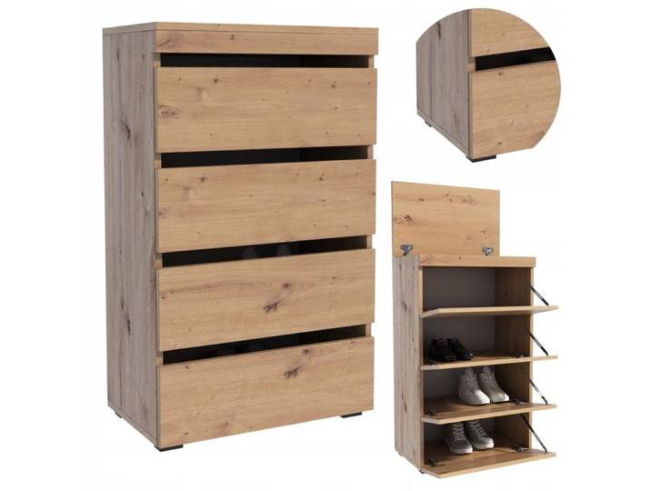 Meuble à Chaussures FIGARO Artisan - Meuble d Entrée à 4 niveaux - 60 x 37 x 103.8 cm
