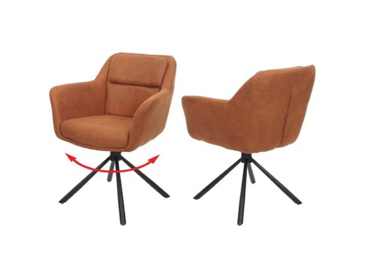 Mendler 2er-Set Esszimmerstuhl HWC-K33 Stoff - Wildleder-Optik braun Küchenstuhl, Stuhl, drehbar Auto-Position, MVG