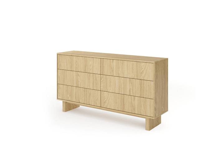 Ravio Kommode Virone (Geölte Eiche, 6 Schubladen, Vollauszug, Push-to-Open), Eichefarben, Holz, Rechteckig, 153x83x38 cm, Kleinmöbel, Kommoden, Sideboards