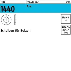 Scheibe DIN 1440 f.Bolzen 36x 52x 6 A 4 25 Stück