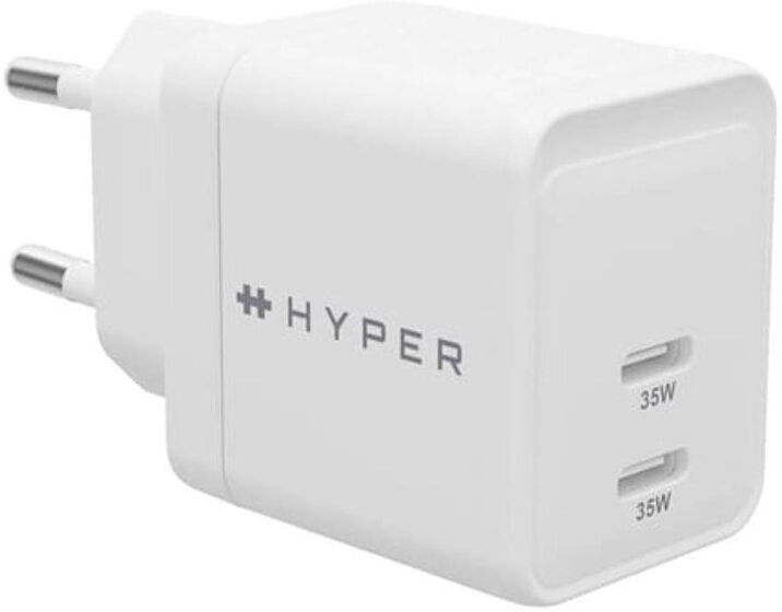 Hyper HyperJuice Vægoplader m. 2x USB-C - 35W - Hvid