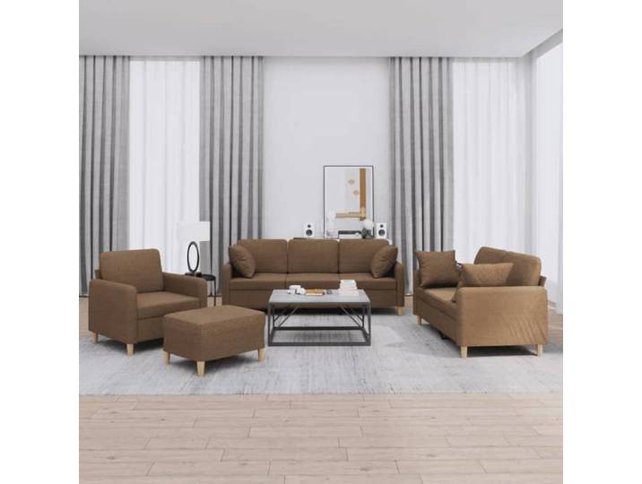 Ensemble de canapés 4 pcs avec coussins marron tissu 3202081
