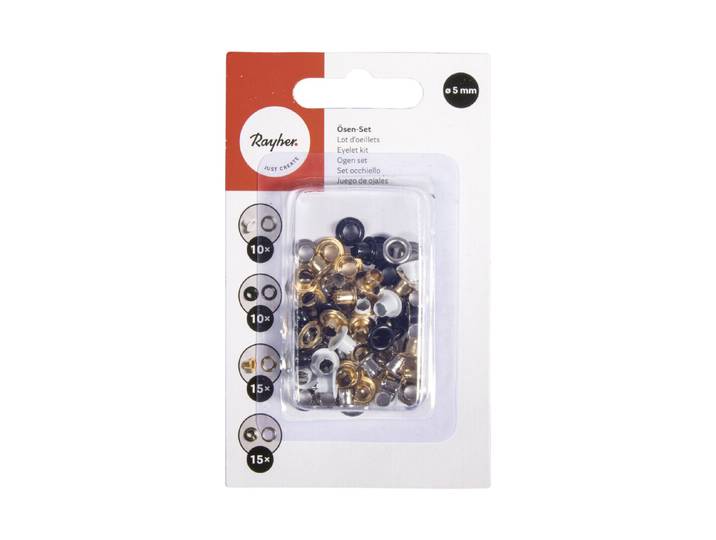 Ösen-Set 5mm rund, Farbmischung, SB-Blister 50Stück
