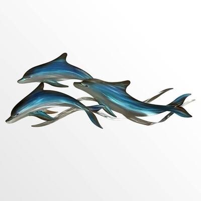 T.i./New Metal Design Dolphin Trio Wall Art Blue , Blue