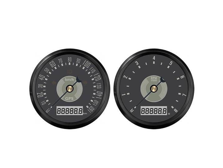 ELING Ensemble de 2 jauges 85 mm, compteur de vitesse GPS 0-200 0-220 0-160 KM/H MPH + tachymètre 0-8000RPM 0-12000RPM avec rétroéclairage rouge et jaune