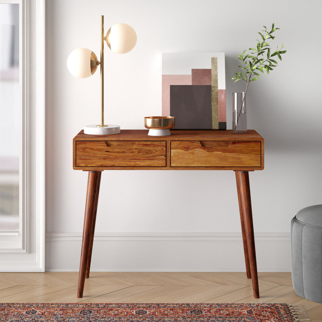 Wade Logan Aldous 90 cm W Solid Wood Top Console Table Brown 76cm H X 90cm W X 36cm D