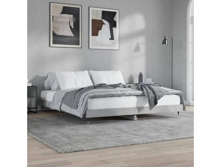 Elegant 200 x 200 cm Cadre de lit Adulte gris béton 200x200 cm bois d'ingénierie 28 7 Kg