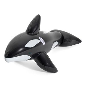 Bestway Schwimmtier 41009, aus PVC, XXL Jumbo Wal, mit Haltegriffen, bis 45 kg, schwarz/weiß, 203 x 102 cm