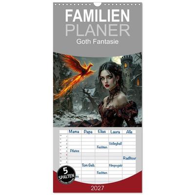 Familienplaner 2027 - Goth Fantasie mit 5 Spalten (Wandkalender, 21 x 45 cm) CALVENDO