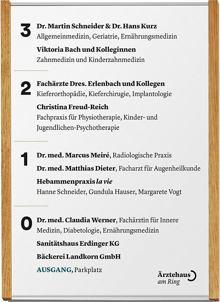 kaiserkraft Wegweiser Alu-Holz-Serie Silver, DIN A4 hoch, HxB 299,5 x 218,5 mm, Eiche