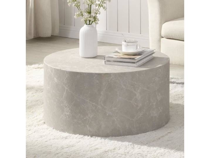 WOHNLING Table Basse Monobloc Ronde 60x60x30 cm Effet Pierre Sable