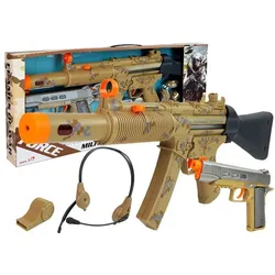 Militärwaffenset: Gewehr, Pistole, Kopfhörer, Pfeife, Lichter