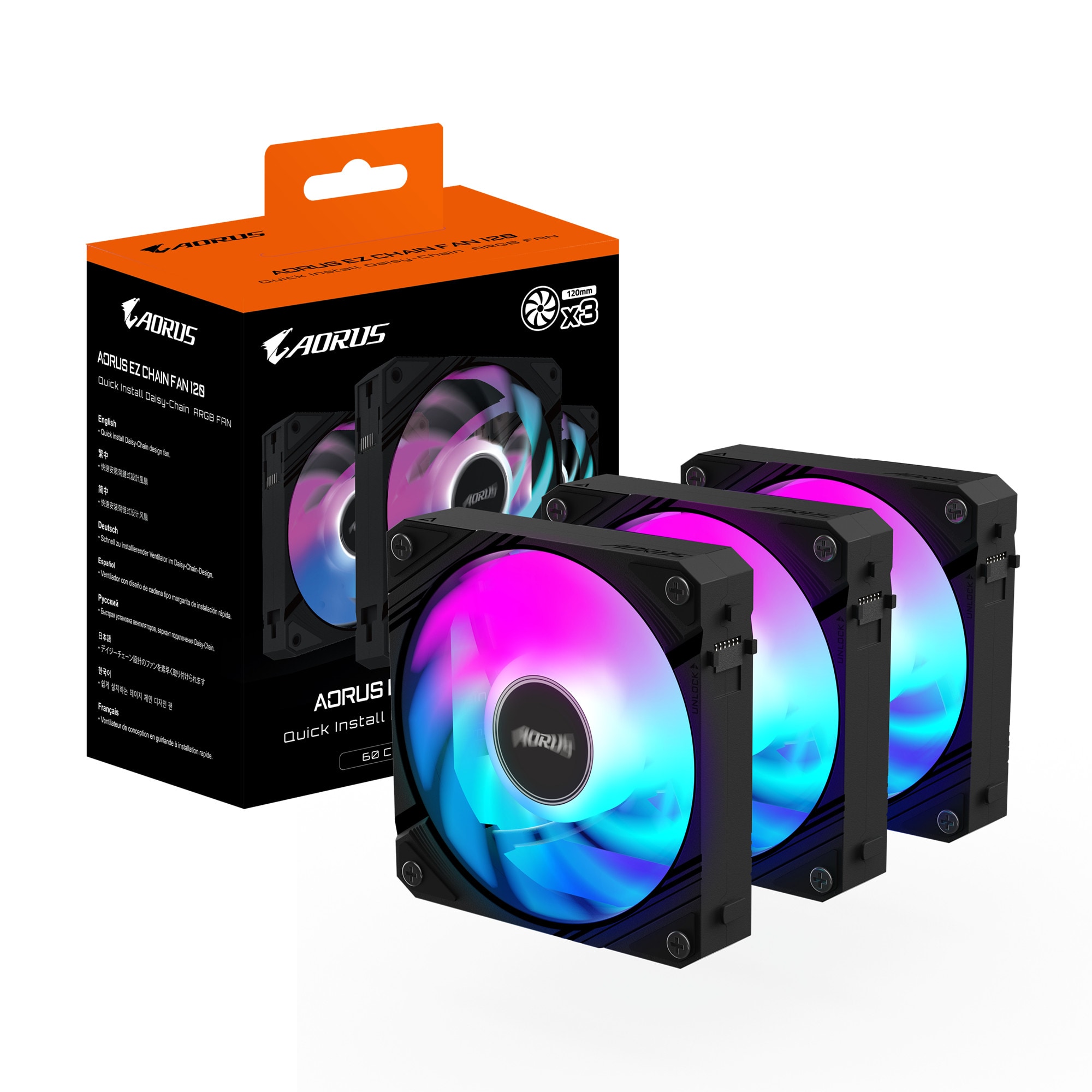 GIGABYTE AORUS EZ CHAIN 120 Lüfter 120x120x25mm (3-Pack) GP-ECFAN1203