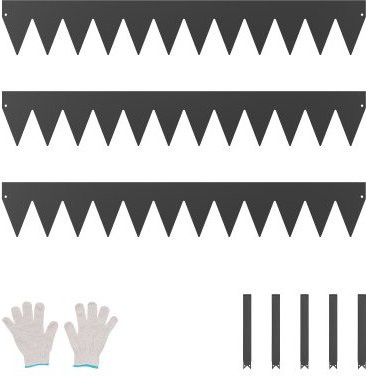 VEVOR Gazonrand 3-delige set, Zwart, Vergalvaniseerd Staal