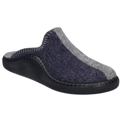 Pantoffel JOSEF SEIBEL "Monaco 62", Damen, Gr. 39, Textil, blau (dunkelblau, grau), Schuhe, Hausschuh, Slipper mit Ziernähte