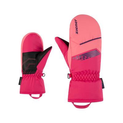 Fäustlinge ZIENER "LAVIVO-Z AQUASHIELD JUNIOR", Mädchen, Gr. 5, rosa (pop pink), Kunstfaser, Handschuhe Fäustlinge, wasserdicht, winddicht, atmungsaktiv, warm