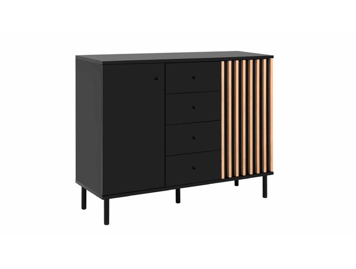 Kommode 4 Schubladen schwarz Artisan Eiche 118 cm - MONZA