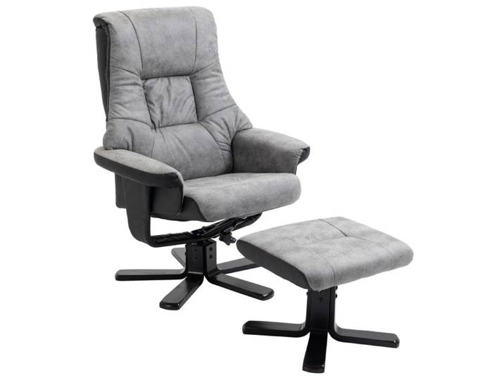 WOVREO Fauteuil relax pivotant 360° avec repose-pieds dossier inclinable 135° microfibre grise