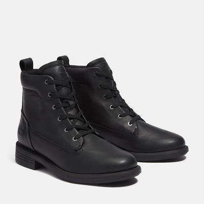Schnürboots TIMBERLAND "VERONA SQUARE - MID LACE BOOT", Damen, Gr. 42, Synthetik, schwarz (schwarz full grain), Leder, Schuhe Schnürboots