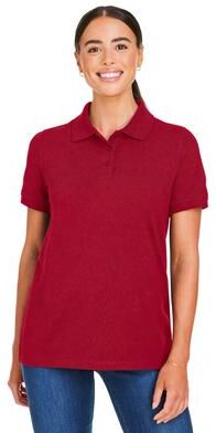 Harriton M205W Women's Valiant Cotton Snag Protect Polo Shirt in Red size XS