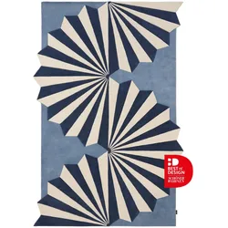 benuta Finest Kurzflor Teppich Pli Blau 200x300 cm - Moderner Kurzflor-Teppich für Wohnzimmer