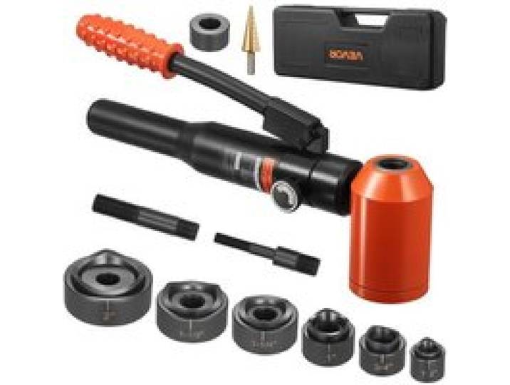 VEVOR Ausbrechstanzen-Set, 10 t hydraulisches Ausbrechset, 22,5 bis 61,5 mm KO-Werkzeugsatz, Lochherstellungswerkzeug, KO-Werkzeugsatz mit 6 Matrizen für Metallschaltschränke, Schaltschränke