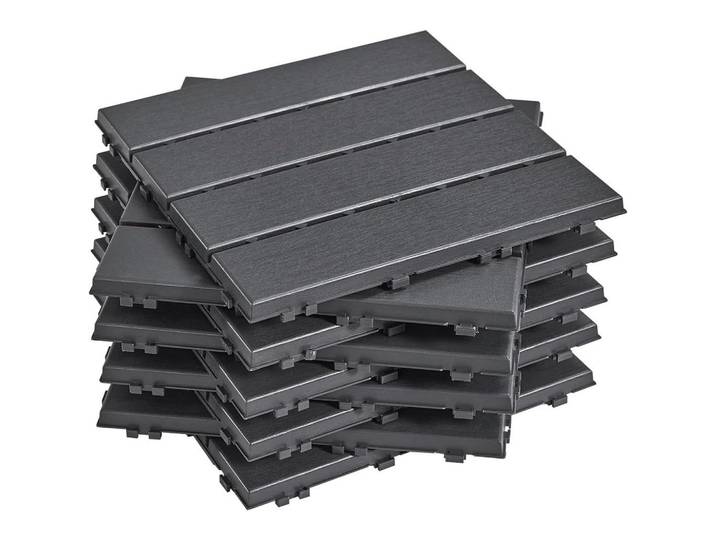 SoBuy Klick-Bodenfliese für Außenbereiche SDA14-HGx2, Ahornfarben, Fell, wetterfest-Zonen, Quadratisch, 31x2x31 cm, wetterfest, Gartenzubehör, Terrassenfliesen