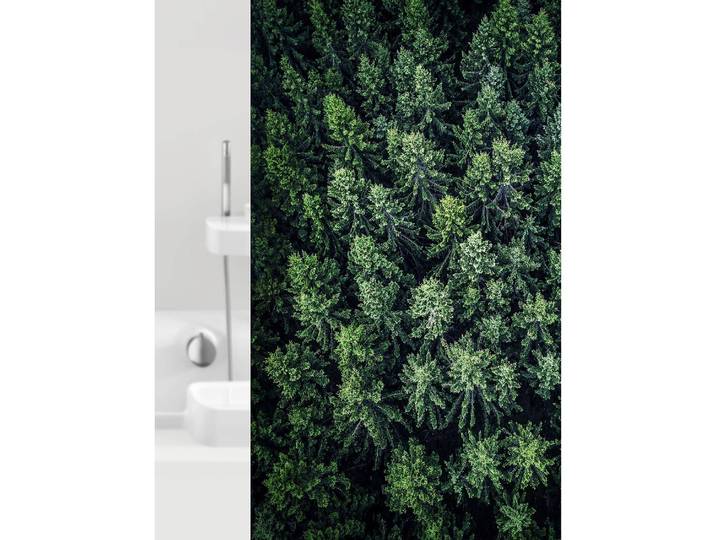 Rideau de douche Foresta Polyester PVC Vert 180 x 200cm