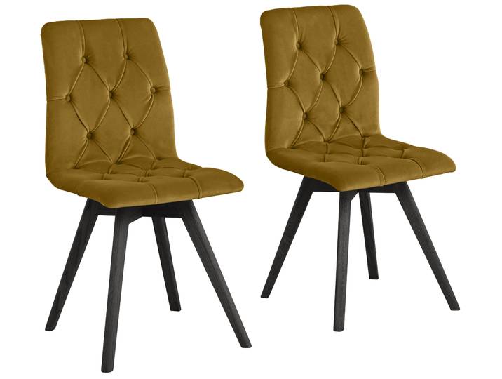Esszimmerstuhl GOODPRODUCT Rania , braun (bernstein, wenge), B:45cm H:91cm T:55cm, Holzwerkstoff, Massivholz, Polyester, Stühle, Esszimmerstuhl, mit Massivholzbeinen
