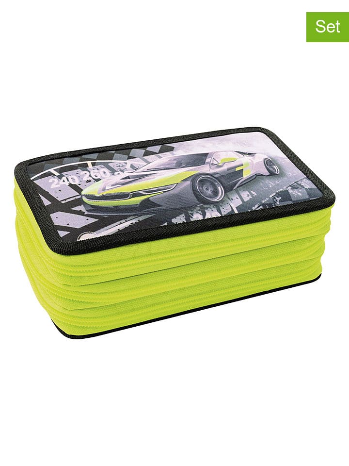 Faber-Castell 36tlg. Federmäppchen "Race car" in Schwarz/ Grün - onesize