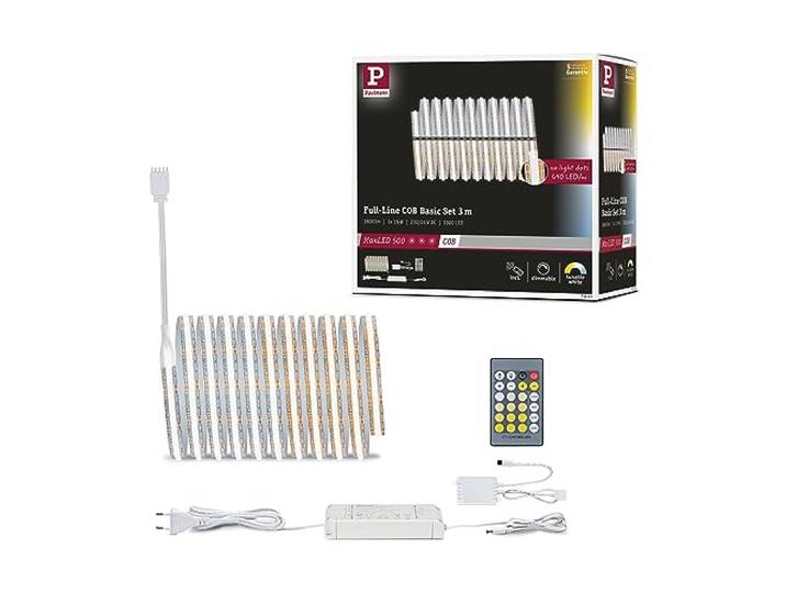 Paulmann MaxLED 500 full-line COB kit de base 3 m TunW Tunable White de 2 700 K à 6 500 K\, 15 W\, autocollant\, avec controleur\, télécommande