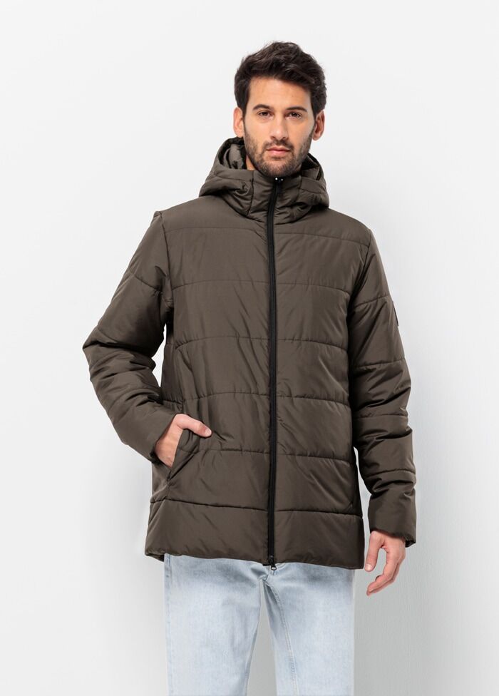 Funktionsjacke JACK WOLFSKIN "DEUTZER LONG JKT M", Herren, Gr. XXXL (60), braun (cold, coffee), Obermaterial: 100% Polyester. Futter: 100% Polyester. Füllung: 100% Polyester, Jacken Funktionsjacke, mit längerem Schnitt, winddicht, wasserabweisend, atmungs