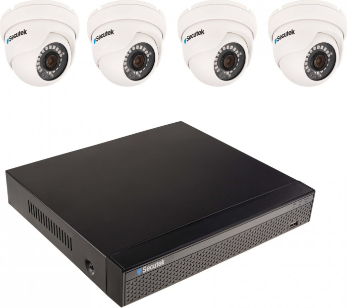- 8MP Kameraset Secutek mit 4k Aufzeichnung SLG-NVR3604CDP1S800 - 4x 8MP dome Kamera, NVR