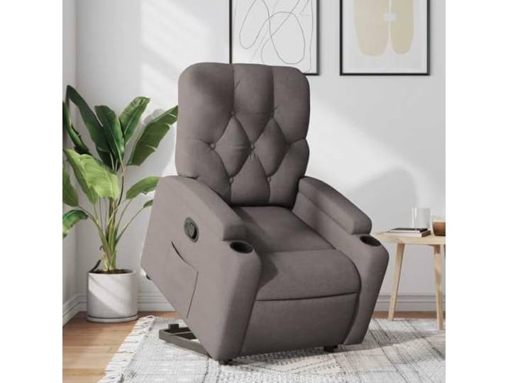 HEFZGDB Relaxsessel mit Aufstehhilfe Taupe Stoff Elektrische Aufstehhilfe und Manuelle Liegefunktion für Bequemes Sitzerlebnis mit Getränkehalter und Seitentasche